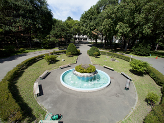 The fountain in front of the Administration Building