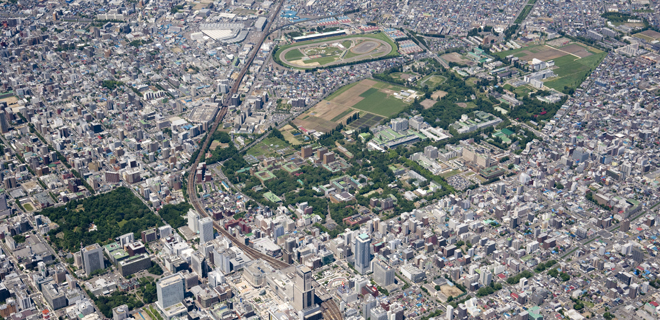 Bird's-eye view of the Sapporo campus of Hokkaido University