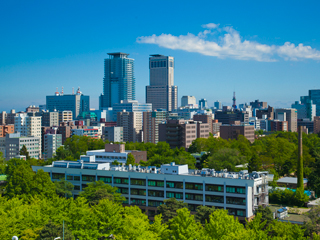 JR Sapporo Station as seen from the rooftop of the Medical and Dental Research Building