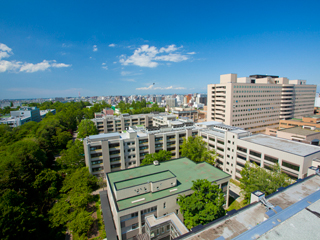 医歯学総合研究棟屋上から北方方面をのぞむ